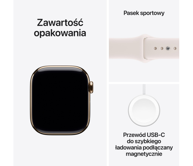 APPLE Watch Series 11 GPS + Cellular 46mm Tytanowa koperta (złoty) + sportowa opaska (księżycowa poświata)- rozmiar M/L - 1362445 - zdjęcie 8